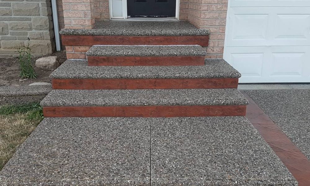 Stamp and exposed aggregate concrete wash and sealed