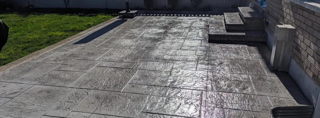 sealed back patio stamped concrete