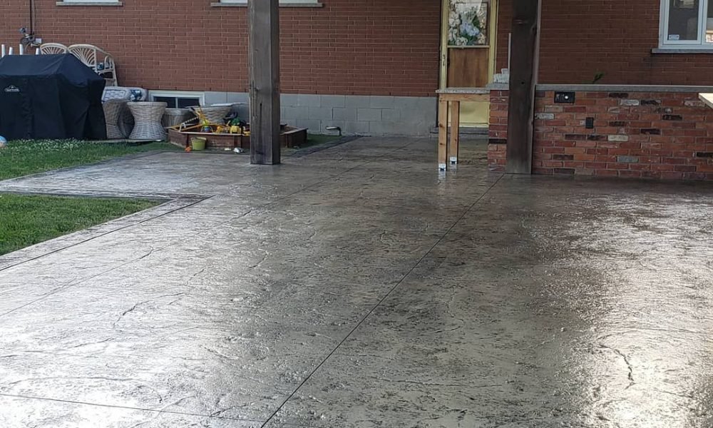 wash and sealed patio stamped concrete
